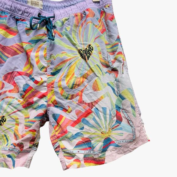 Scotch & Soda Swim Trunks Psychedelic Print in Purple Men’s Size‎ XL - Picture 2 of 9
